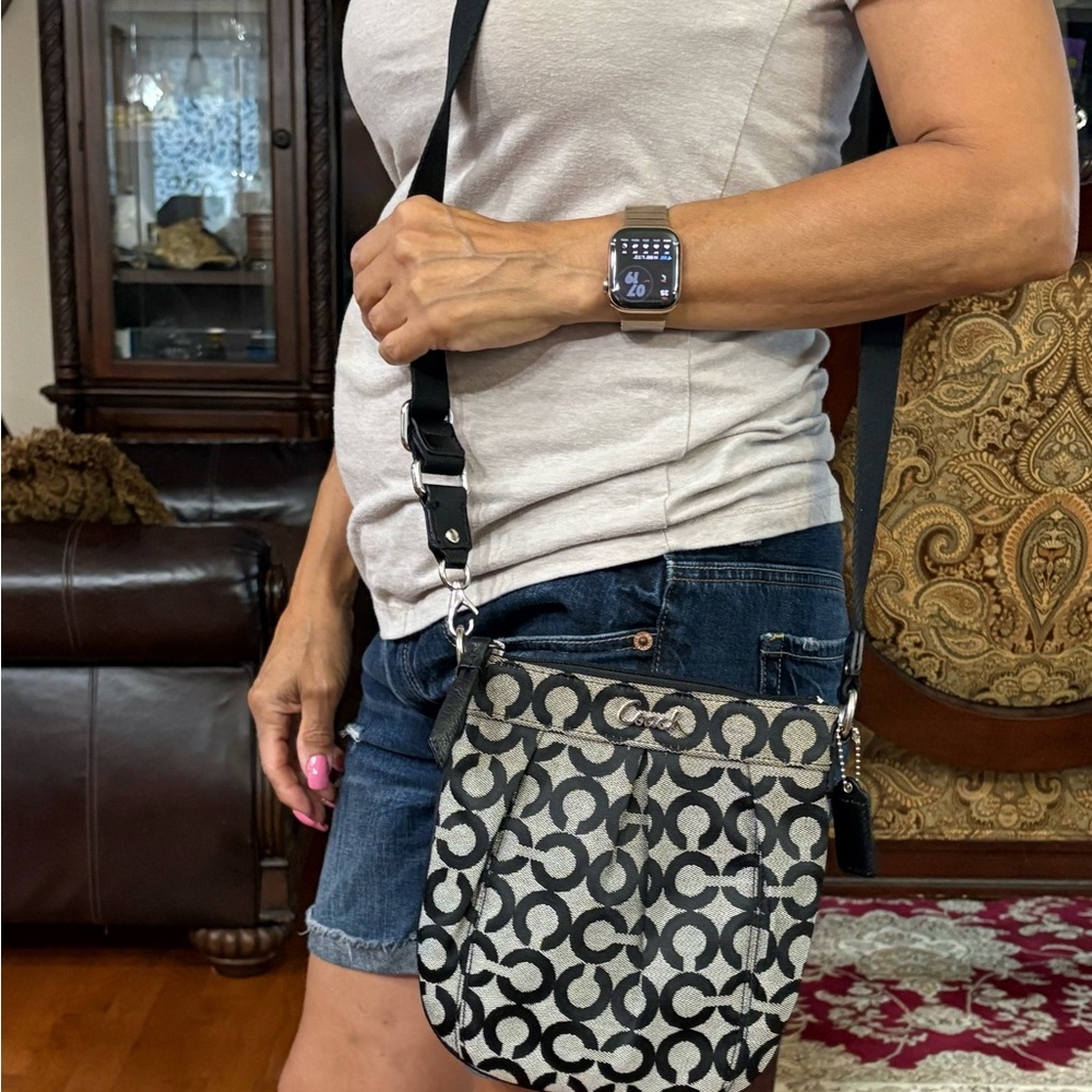 Coach Black and Gray Signature Messenger Bag - Picture 1 of 6